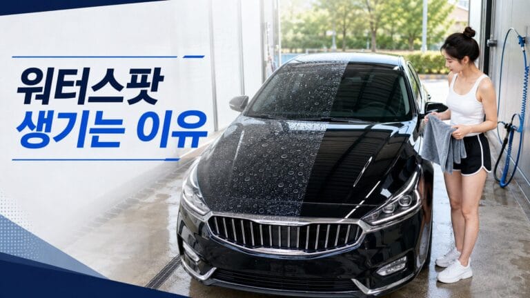자동차 도장면에 둥근 워터스팟이 생기는 원인을 확인하는 모습