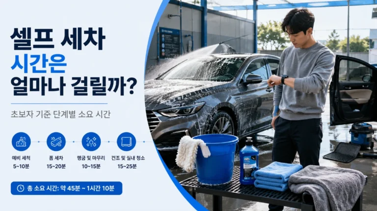 셀프 세차에 필요한 시간을 설명하는 초보자 가이드 대표 이미지